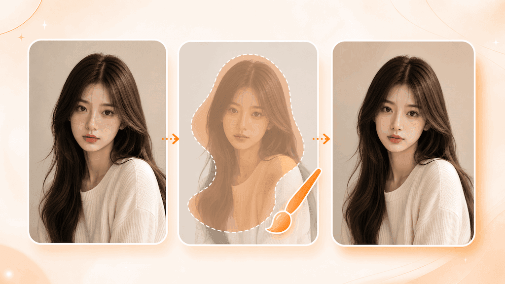 English image editing preview showing mask and edited result